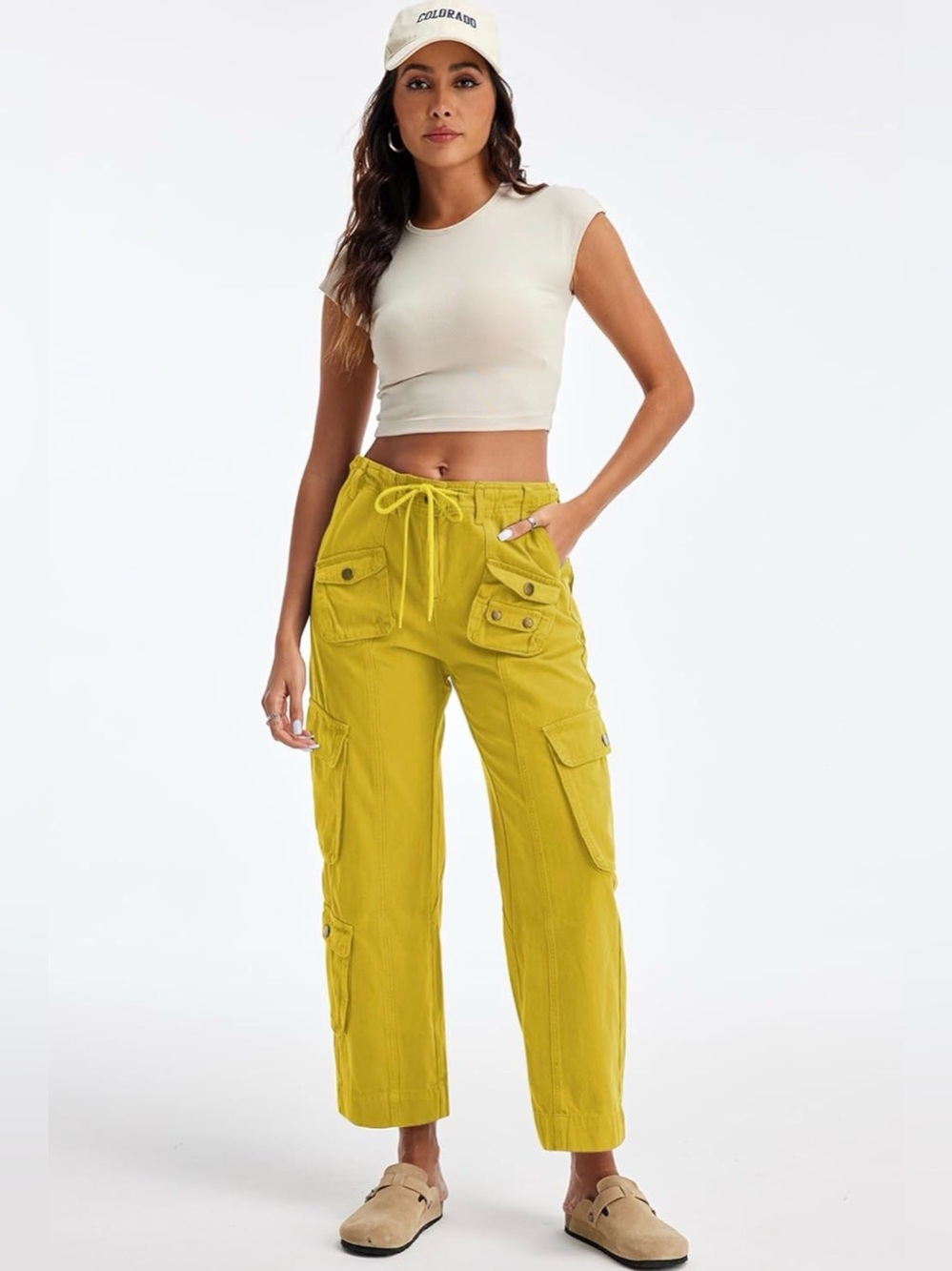 Woman’s Low Rise Draw String Low Waist 7 Pockets Wide LegJeans With Zipper
